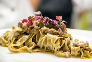 Barolo wine homemade fettuccine with wild boar white ragout.